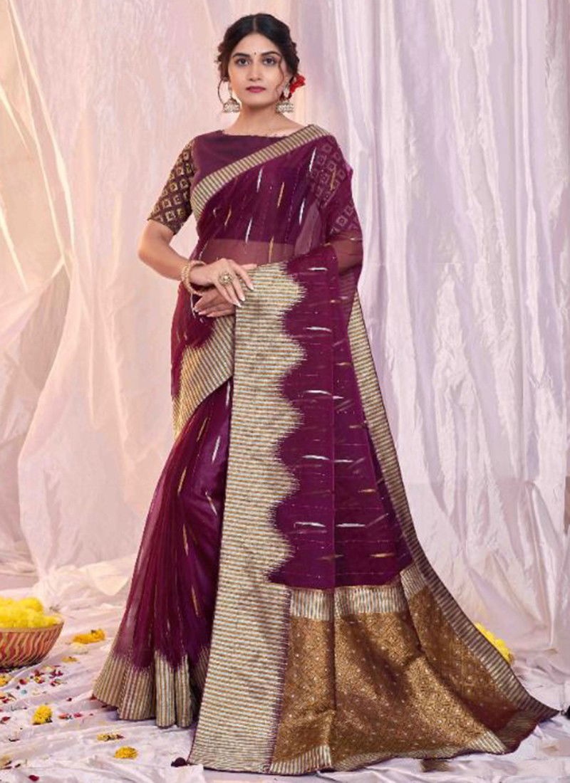 Purple Colour Rajastha Mahotsav New Latest Designer Ethnic Wear Tissue Silk Printed Saree Collection 42512